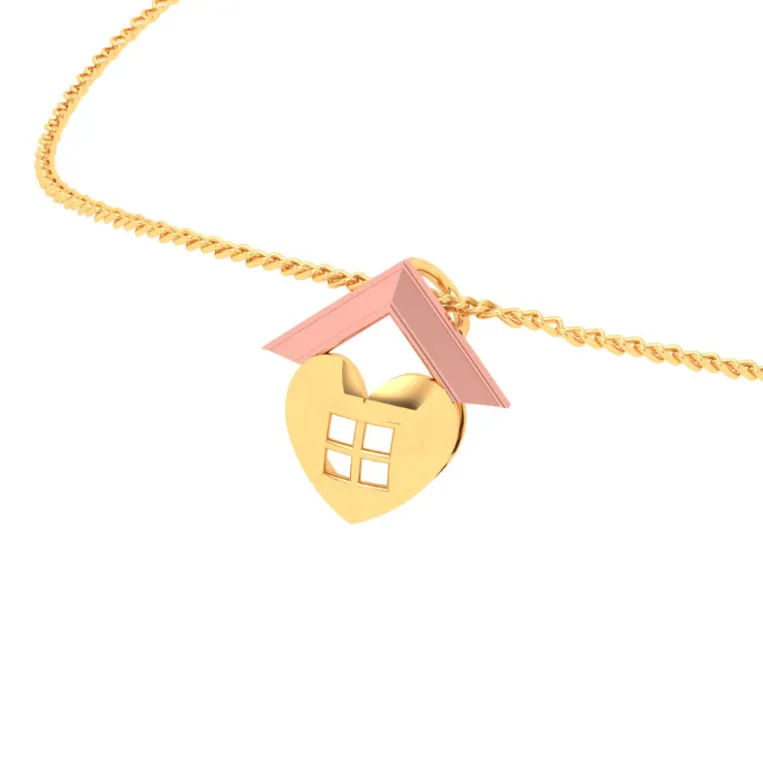 18k  Heart Shaped Unique Gold Pendant With Intricate Design From Online Exclusive