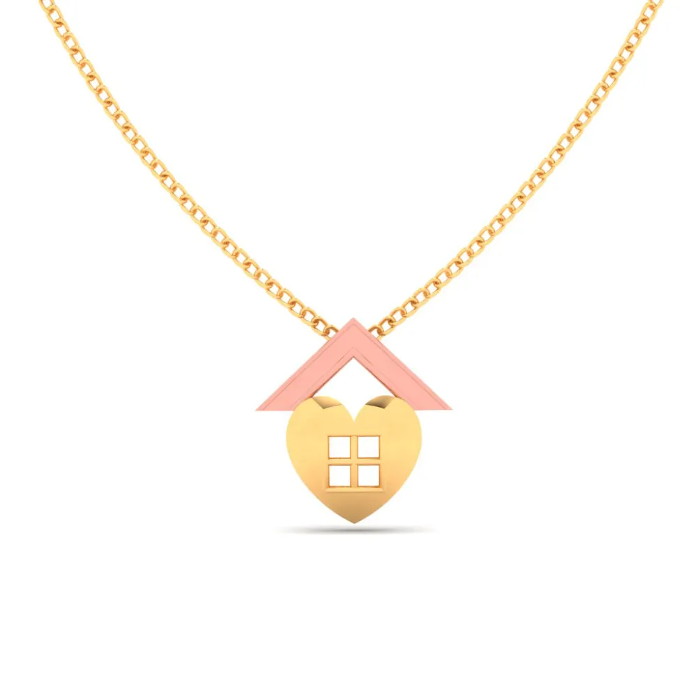 18k  Heart Shaped Unique Gold Pendant With Intricate Design From Online Exclusive