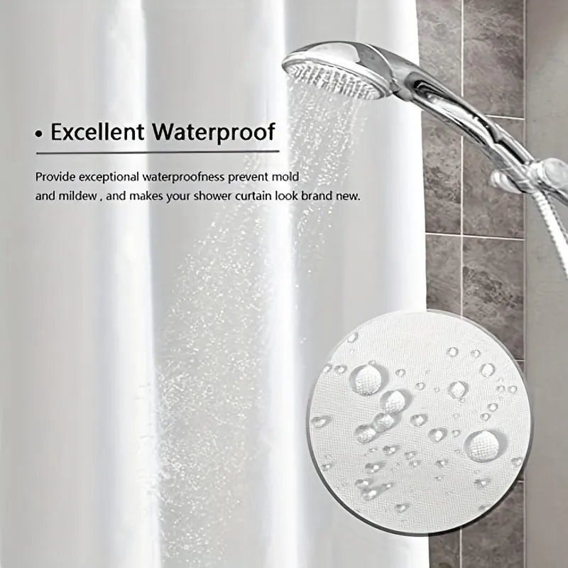 1pc Ombre Stripes Waffle Shower Curtain - Waterproof, Mildew-Resistant & Quick-Drying Design with 12 Hooks for a Stylish, Modern Bathroom Decor