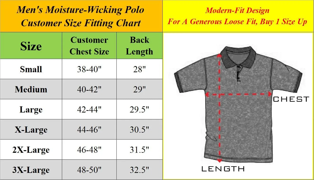 5-Pack Men's Dry Fit Moisture-Wicking Polo Shirt (S-3XL)