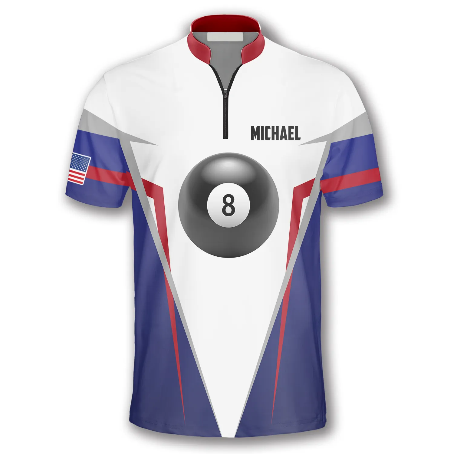8 Ball USA Custom Billiard Jerseys for Men, Personalized Shirt for Billiard Player, Flag Shirt