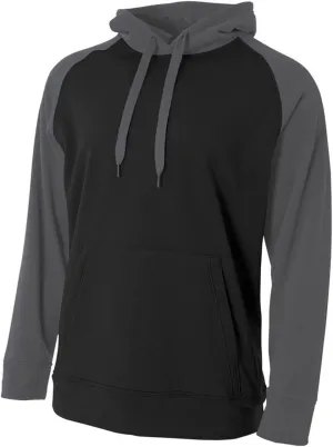 A4 Youth Color Block Tech Fleece Hoodie (NB4234), Black/Graphite, Large