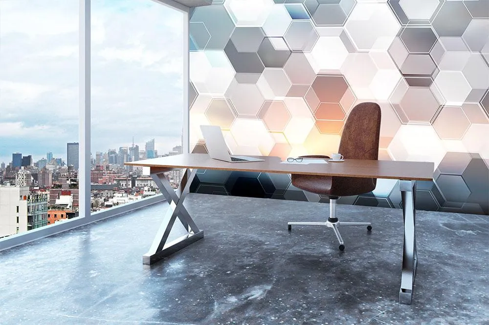 Abstract modern tech hexagon Wall Mural Wallpaper