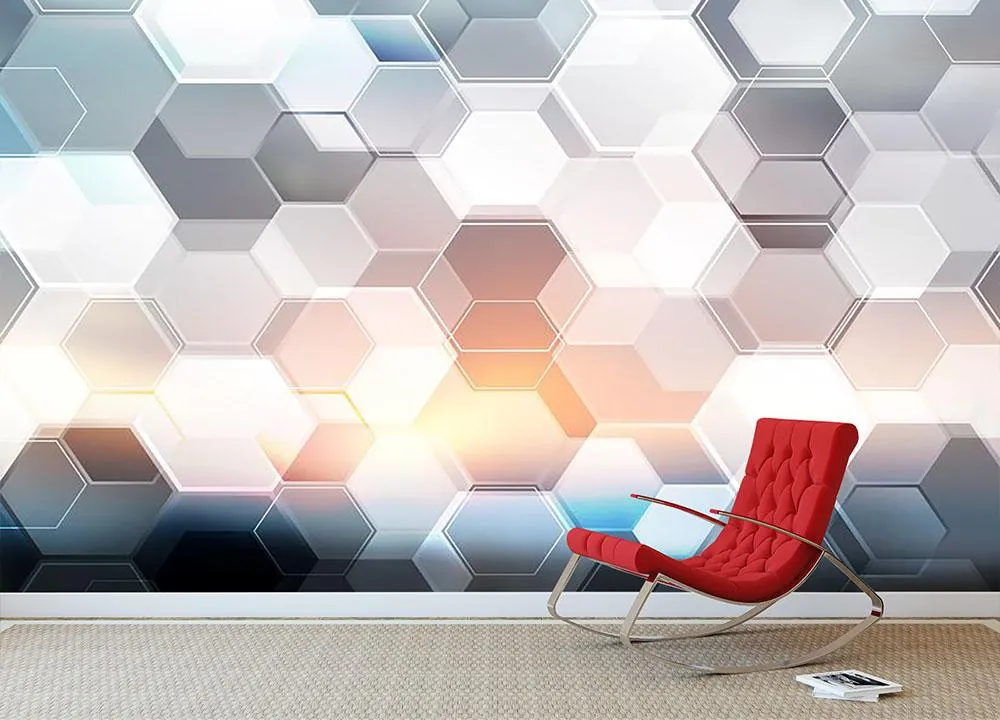 Abstract modern tech hexagon Wall Mural Wallpaper