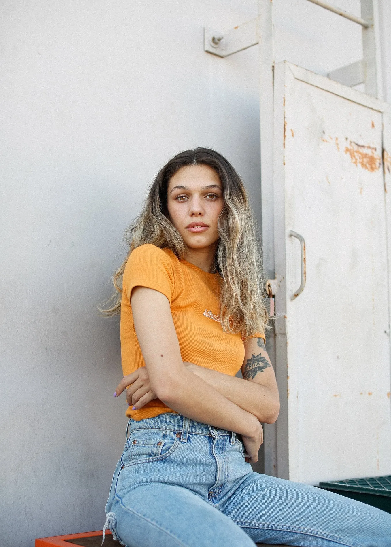 Afends Womens Ruby Returns - Rib Tee - Yam