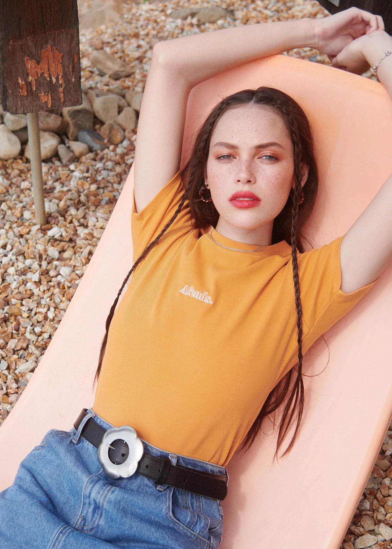 Afends Womens Ruby Returns - Rib Tee - Yam