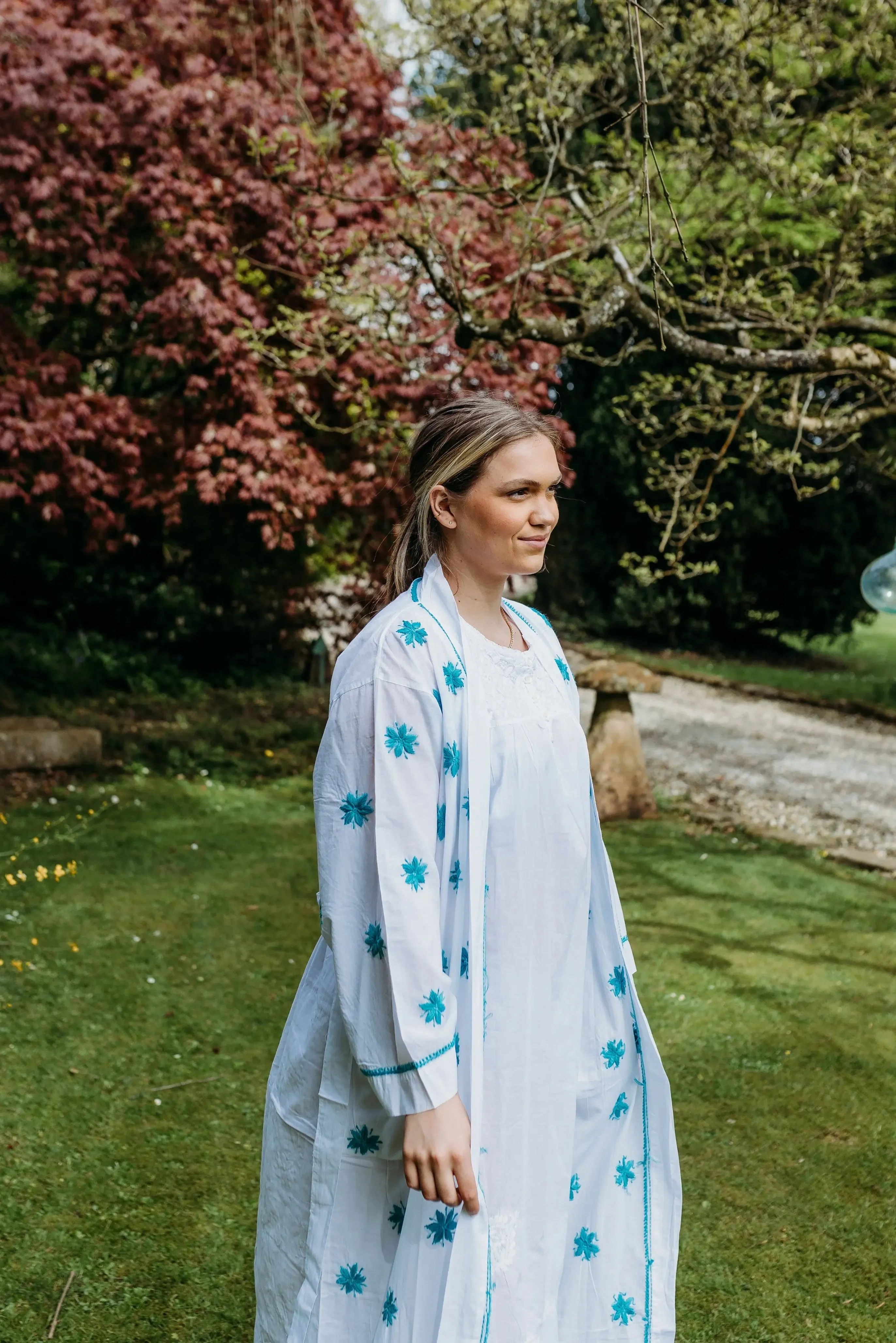 Aisha Teal Embroidered Robe