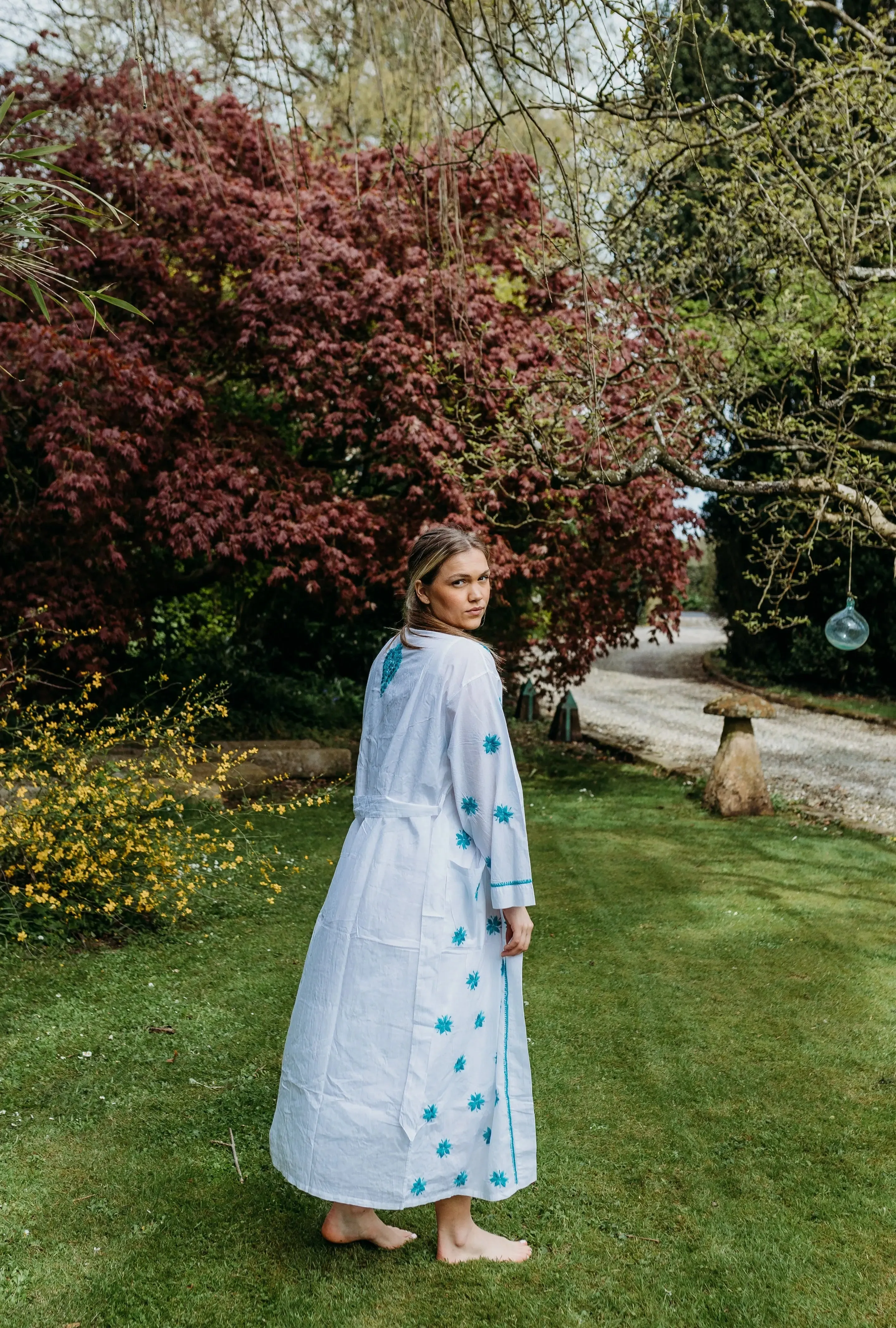 Aisha Teal Embroidered Robe