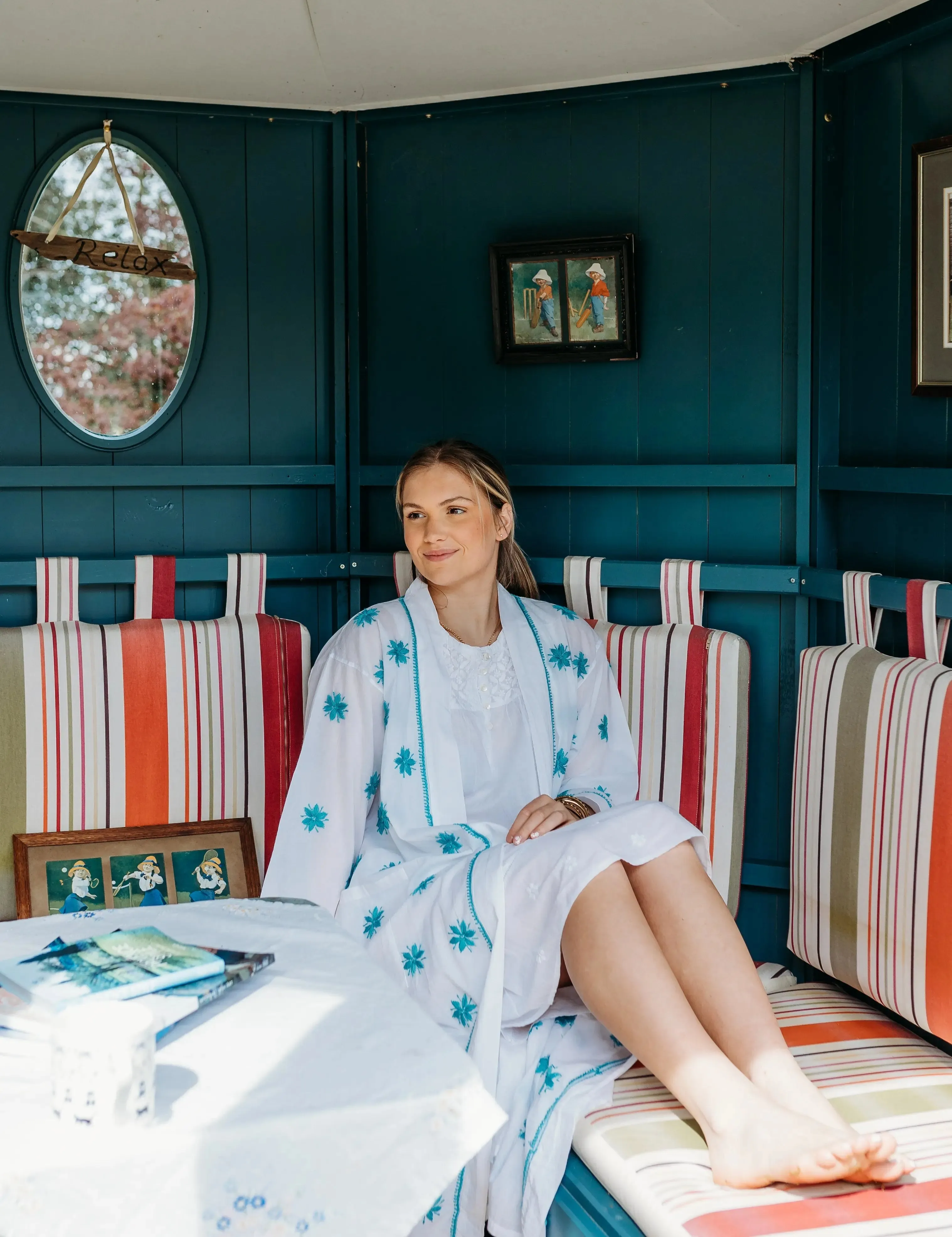 Aisha Teal Embroidered Robe