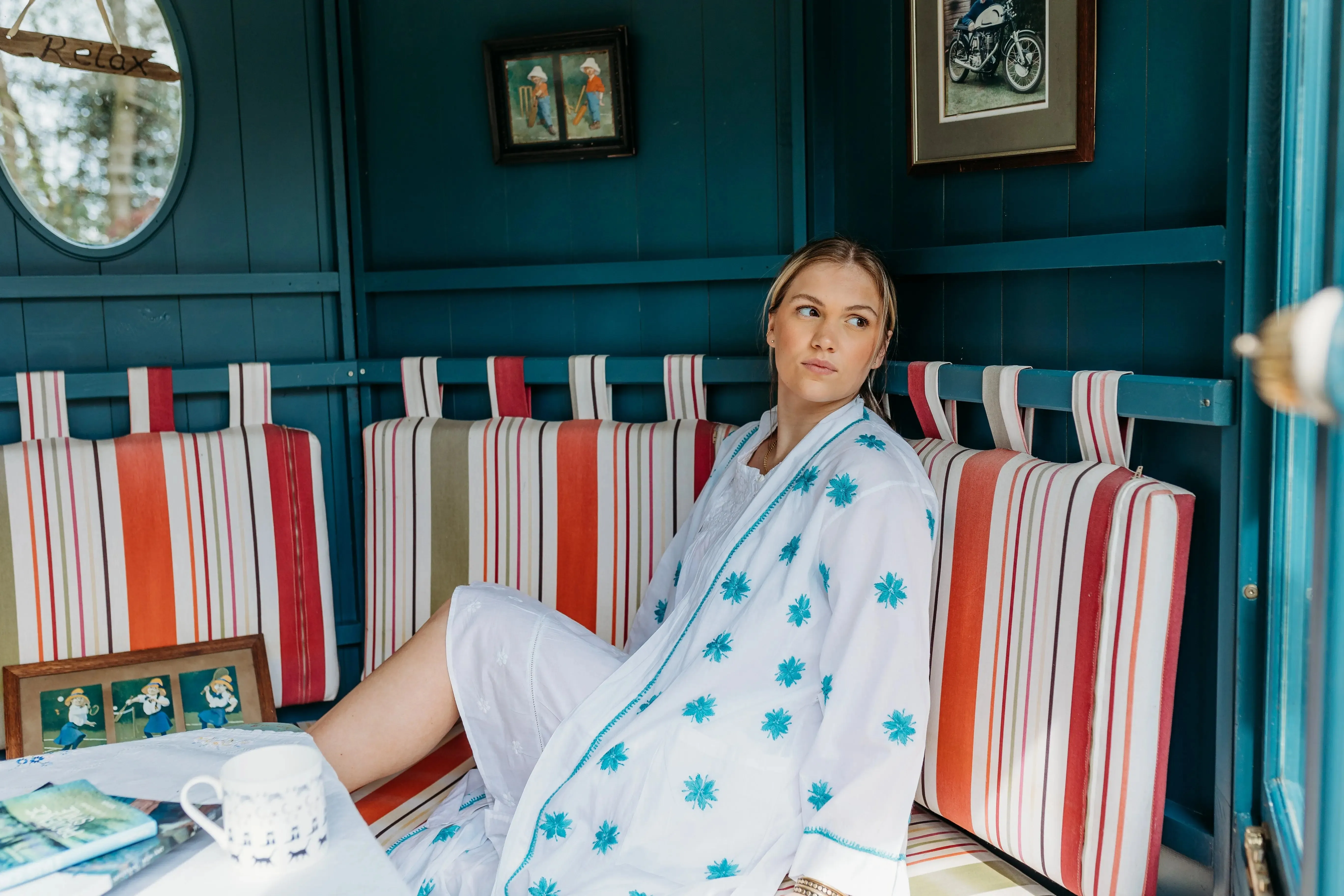 Aisha Teal Embroidered Robe