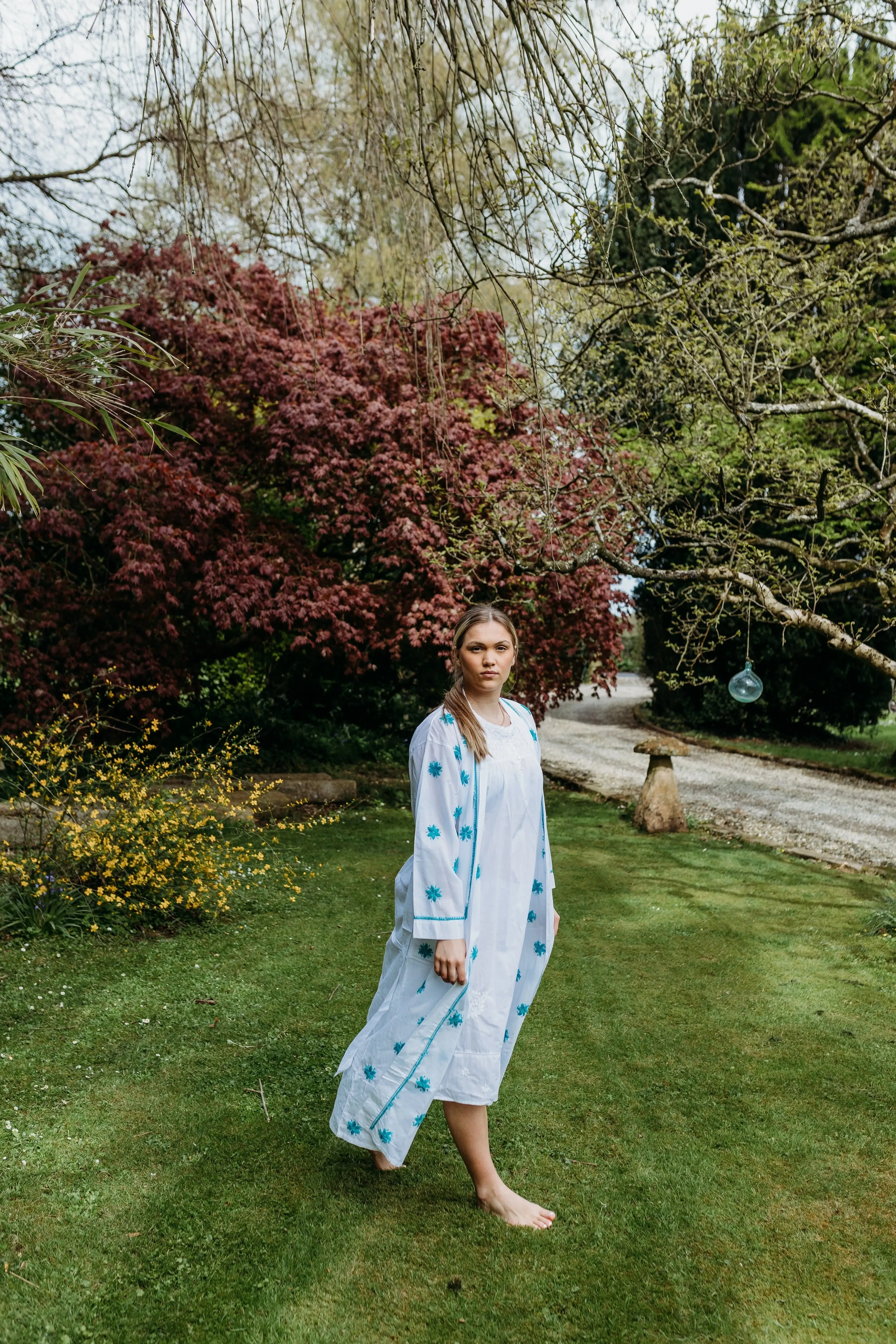 Aisha Teal Embroidered Robe