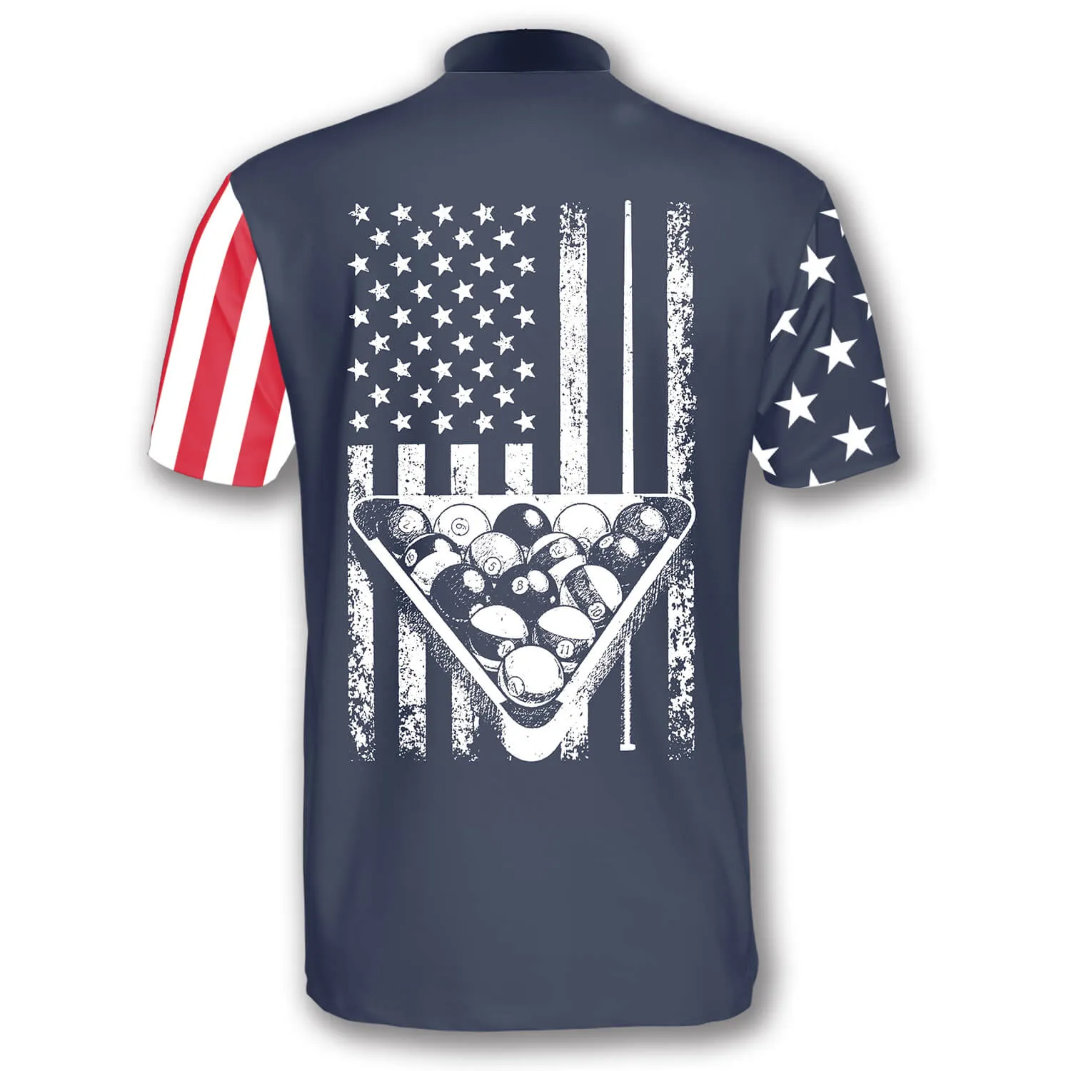 American Flag Navy Custom Billiard Jerseys for Men, Best Gift for Billiard Lover, Flag USA Billiard Shirt