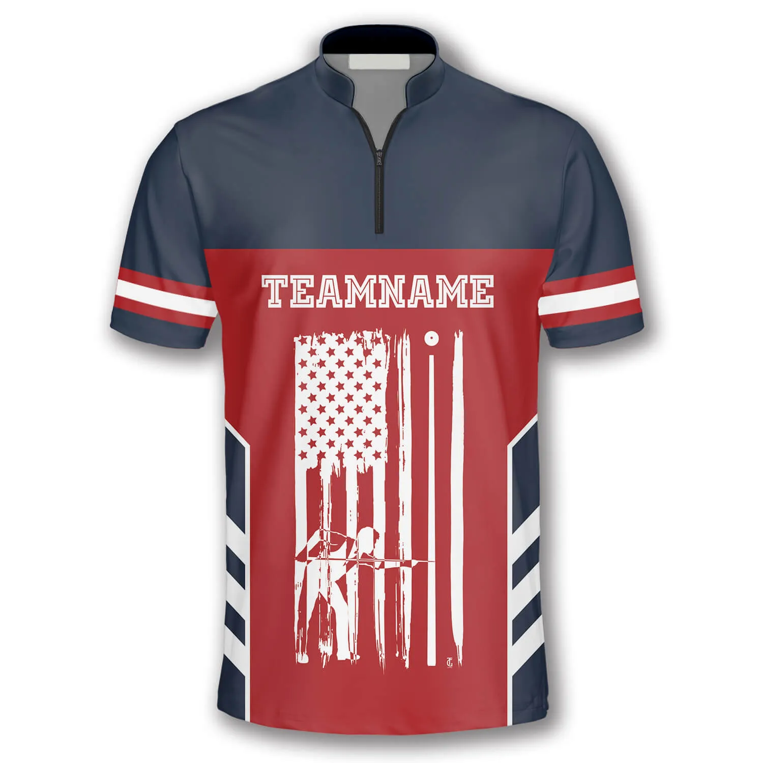 American Flag Skull Red Navy Custom Billiard Jerseys for Men, Idea Gift for Billiard Team, Billiard Player