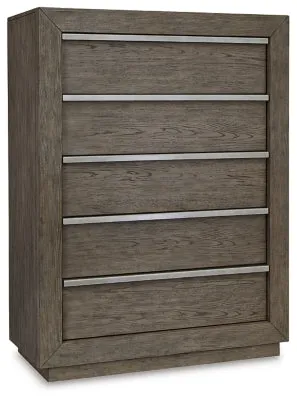 Anibecca King Upholstered Bed with Mirrored Dresser, Chest and 2 Nightstands