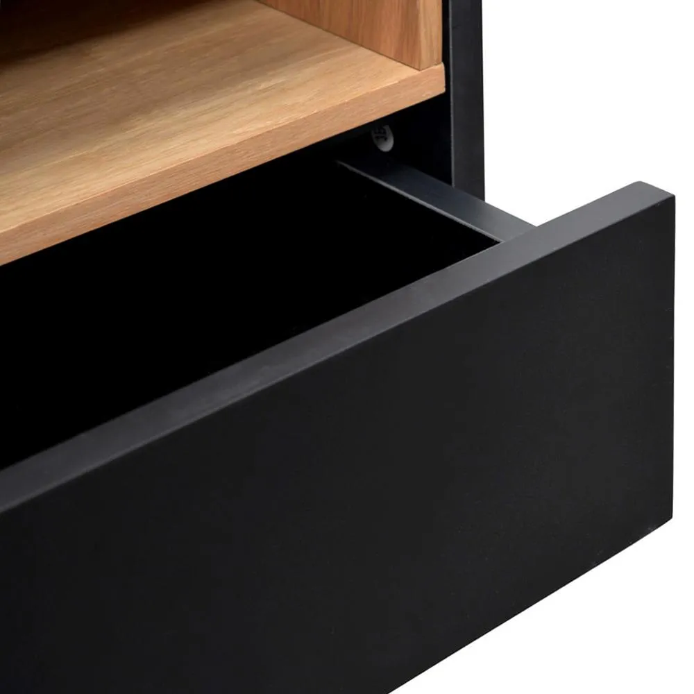 Anthony Wooden Bedside Table - Black