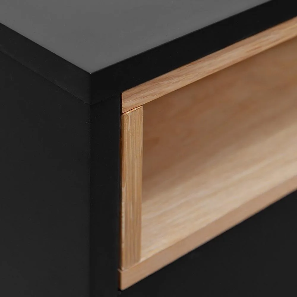 Anthony Wooden Bedside Table - Black