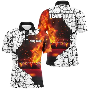 Billiard Crack Balls Fire Customized Name, Team Name 3D Polo Shirt For Men, Billiard Polo Shirt