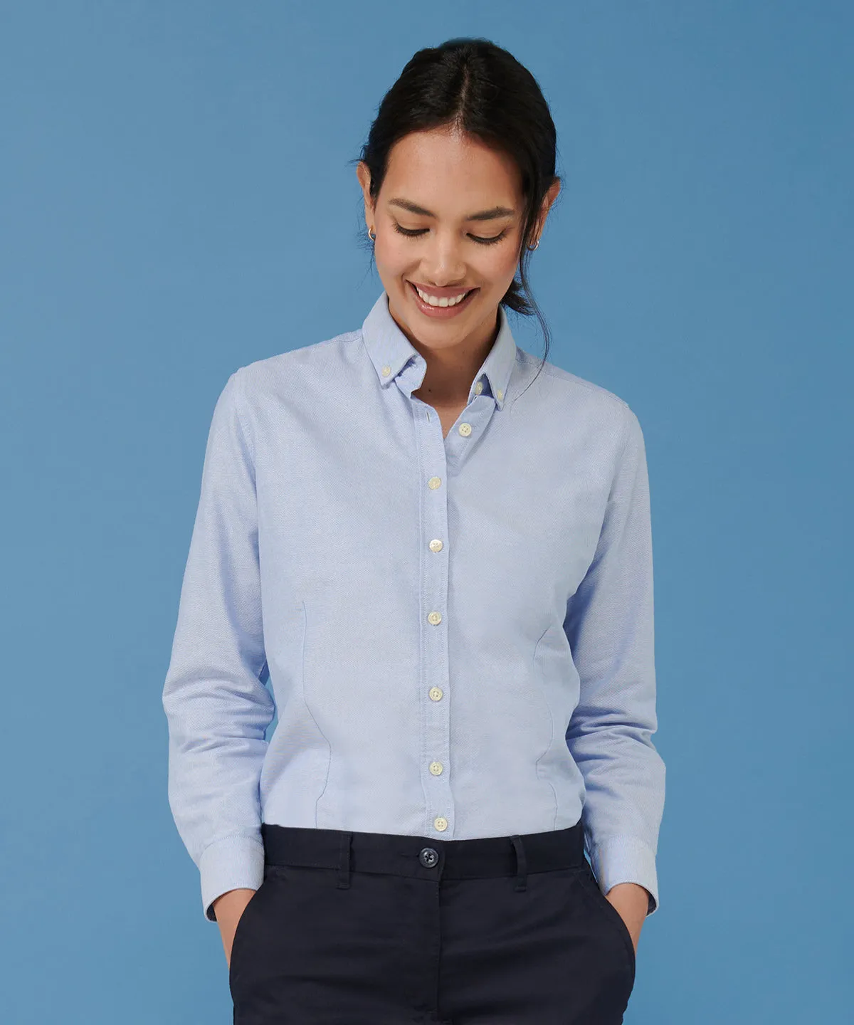 Black - Women's 65/35 flat fronted chino trousers