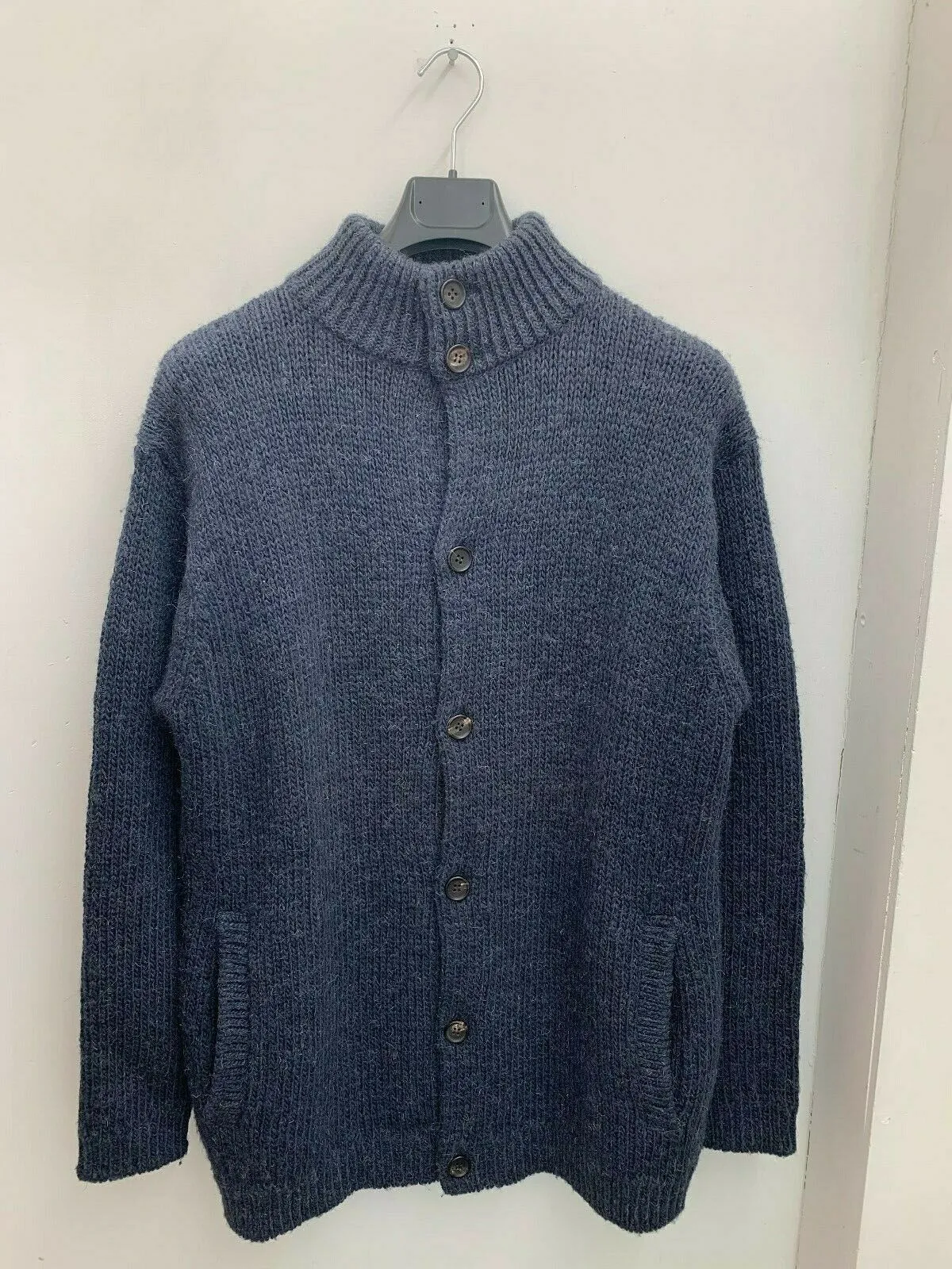 Blue Wool Button Up Jumper