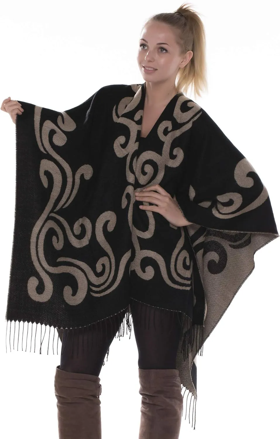 BSB LL Blanket Open Front Poncho Ruana Knit Cardigan Sweater Shawl Wrap Many Styles