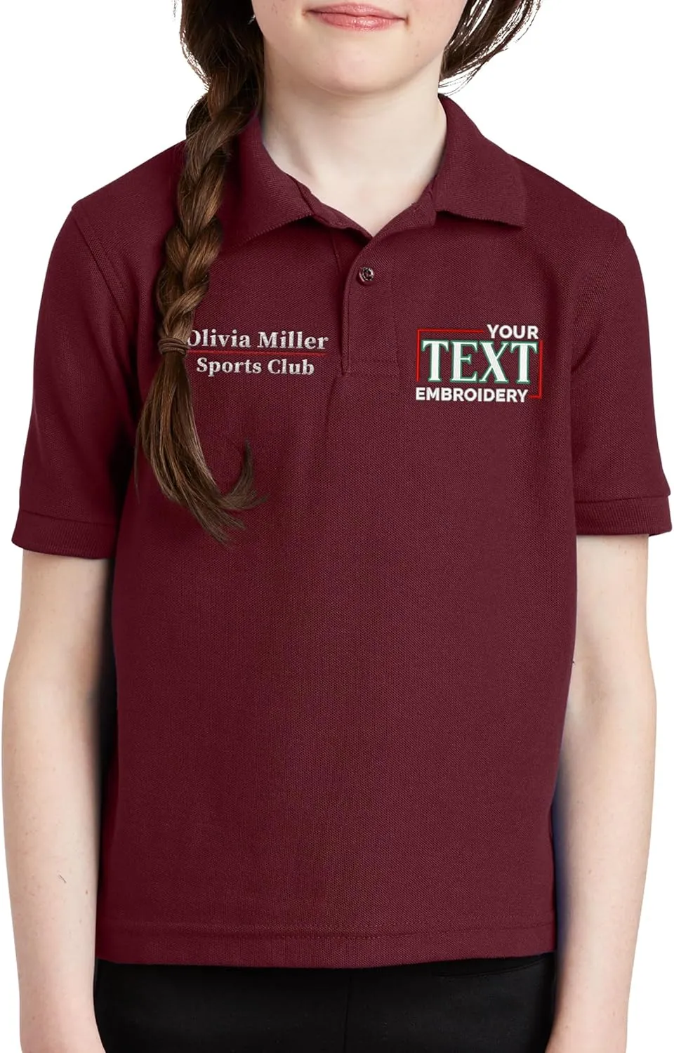 Custom Embroidered Polo Shirts for Youth Personalized Add Your Text Name Design
