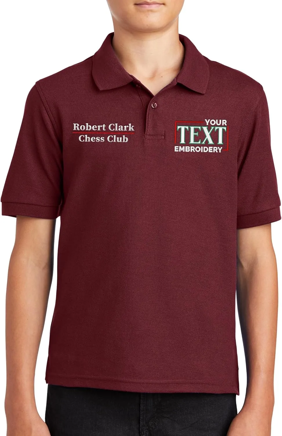 Custom Embroidered Polo Shirts for Youth Personalized Add Your Text Name Design