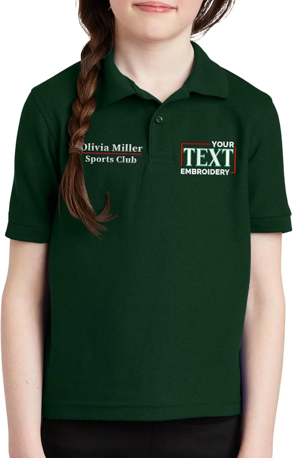 Custom Embroidered Polo Shirts for Youth Personalized Add Your Text Name Design