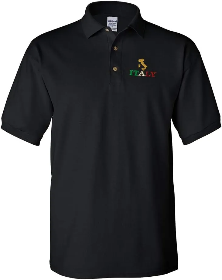 Custom Polo Shirts for Men Italy Italian Map Embroidery Short Sleeves Golf Tees