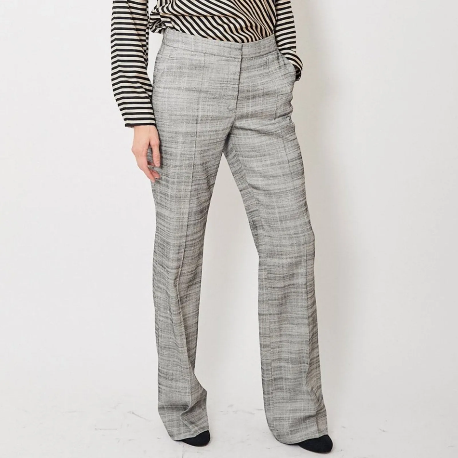 Dorothee Schumacher Structured Ambition Straight Leg Tweed Trousers (Large)