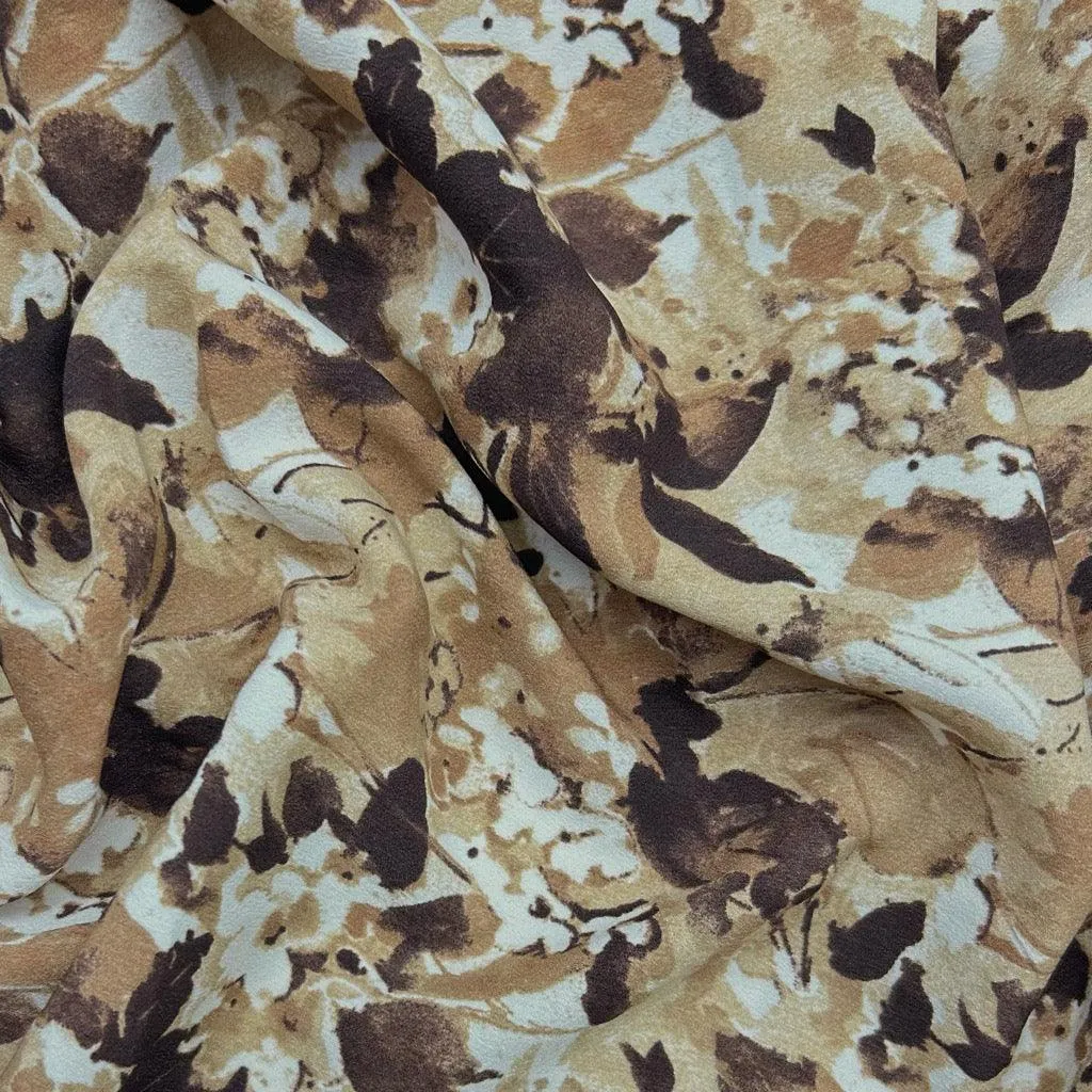 Faded Meadow Polyester Crepe Fabric