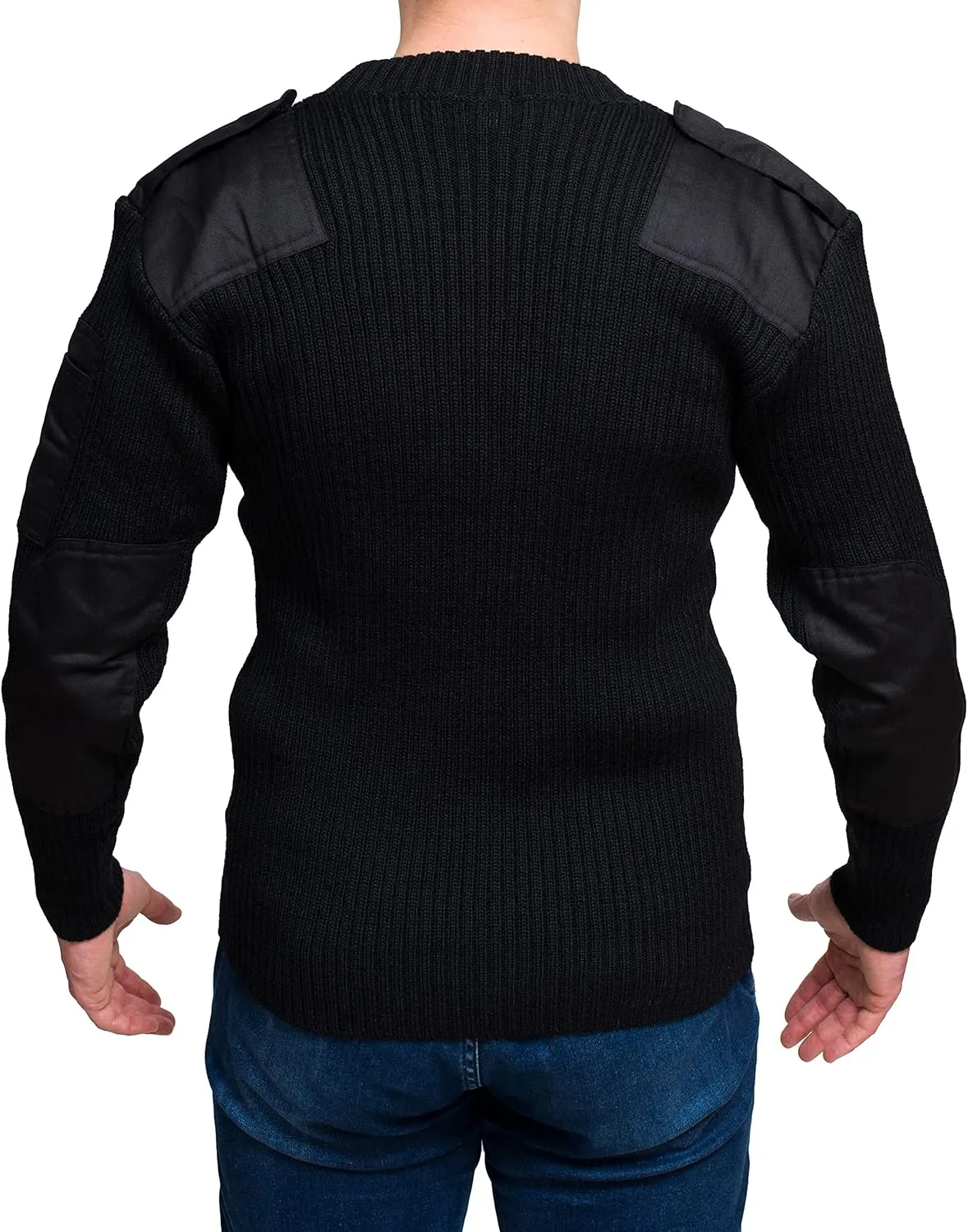 Flanders Fields Natural Wool British Commando Sweater | Military Sweaters for Men | Tactical Sweater with Shoulder Patches