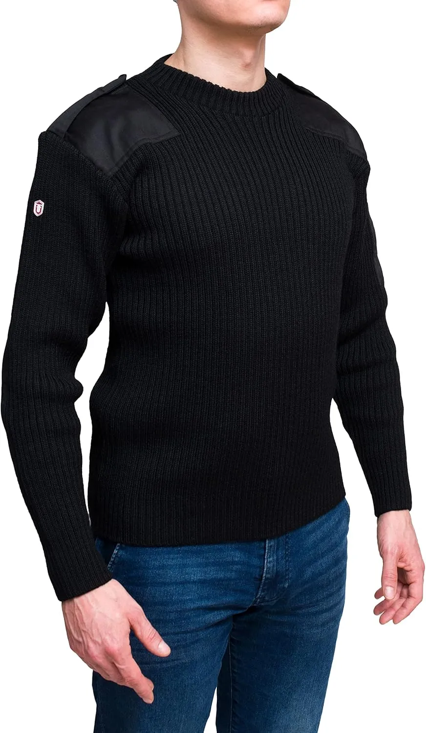 Flanders Fields Natural Wool British Commando Sweater | Military Sweaters for Men | Tactical Sweater with Shoulder Patches