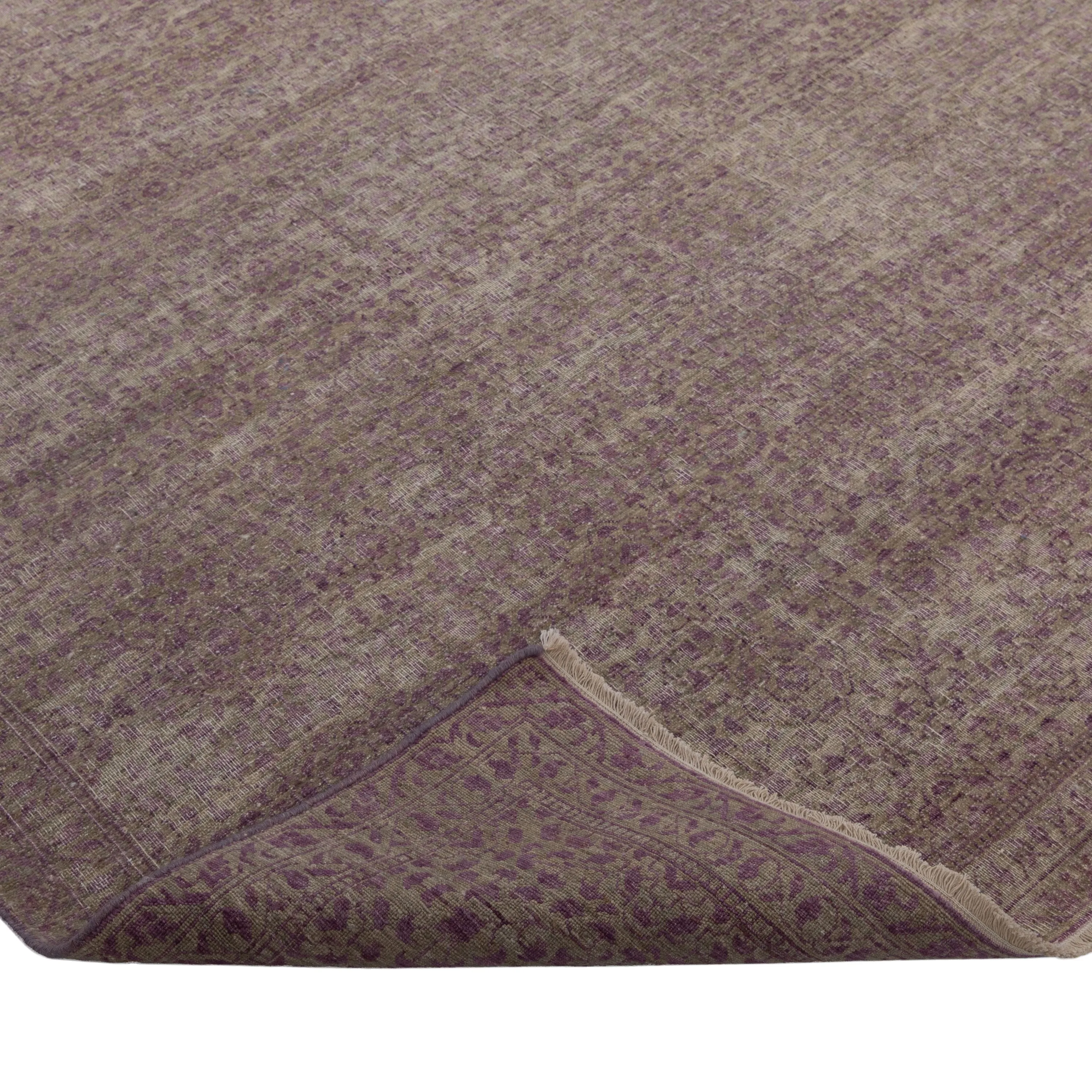 Grey-Lavender Aurora Modern Wool & Silk Rug - 8'11" x 11'11"