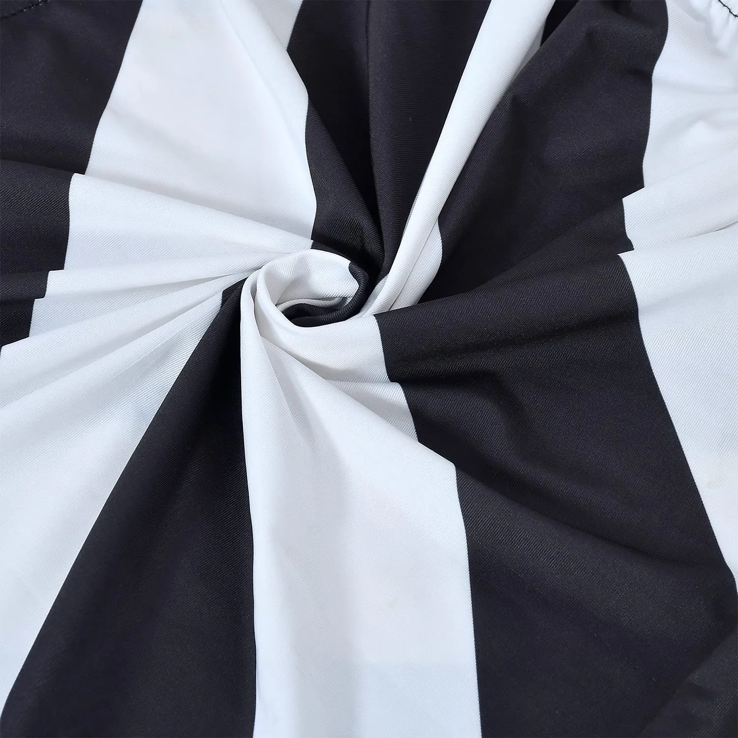 Heart Home Strip Printed Elastic Stretchable Polyster Chair Cover for Home, Office, Hotels, Wedding Banquet (Black & White)-50HH0935