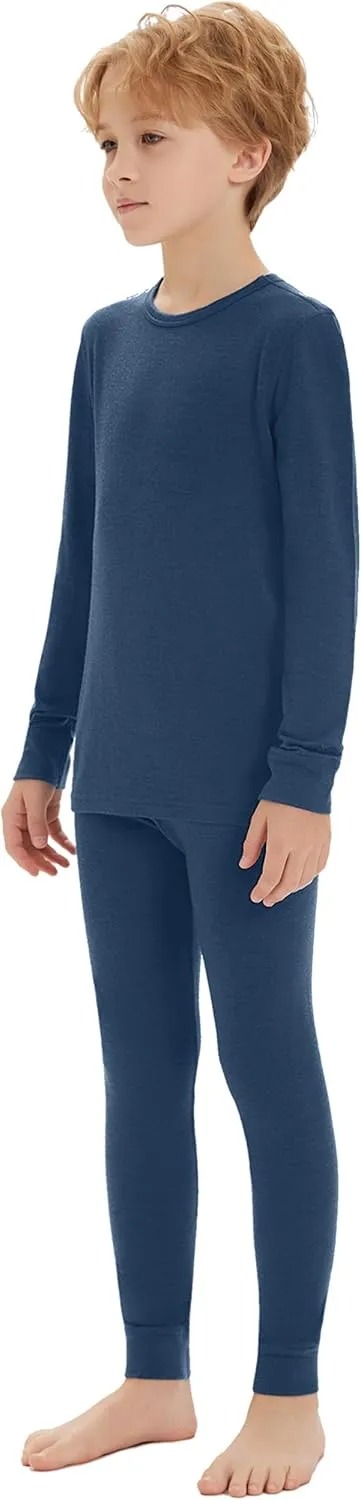 Iguana Unisex Kids 100% Merino Wool Base Layer Set Thermal Underwear Sets for Girls and Boys