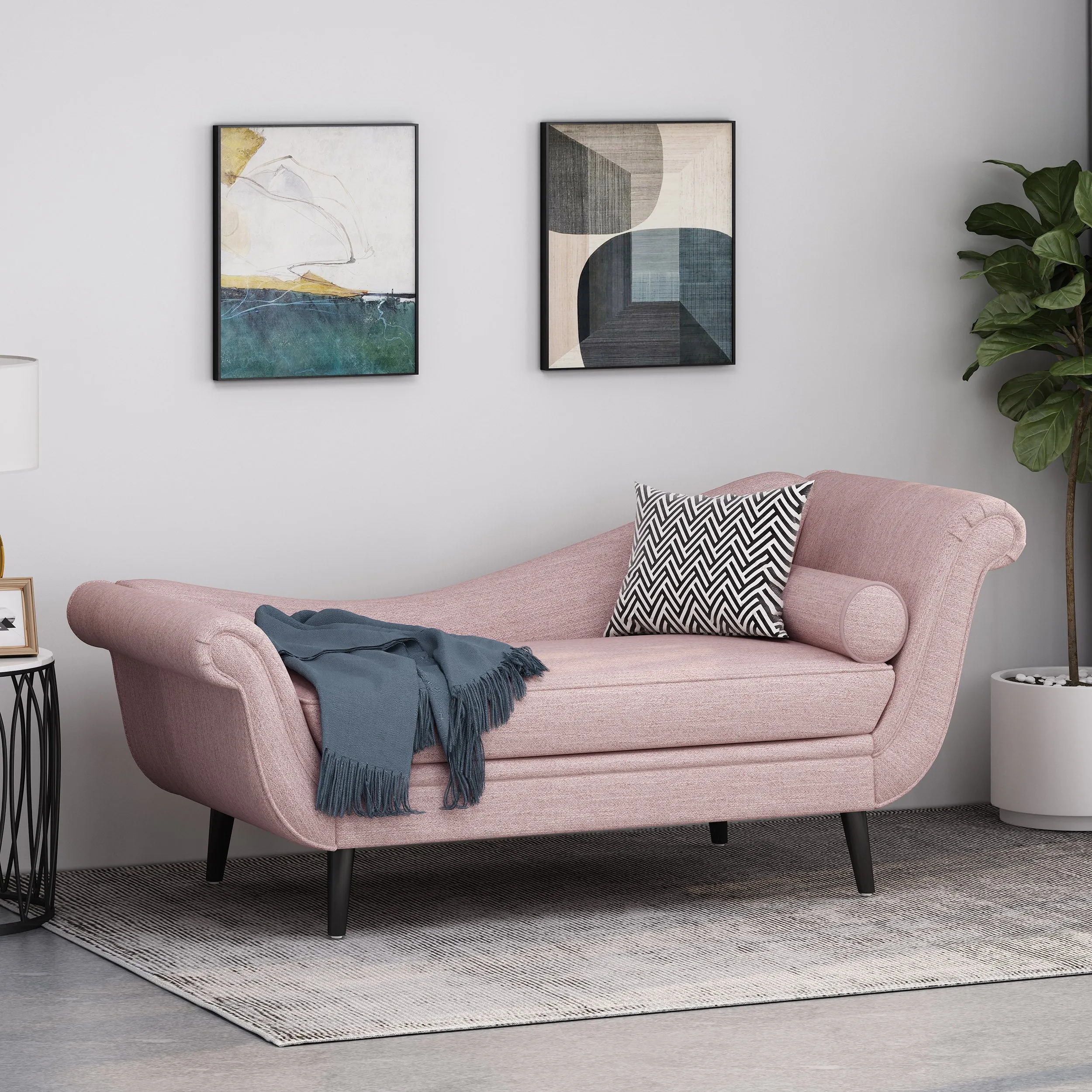 Jakyrah Contemporary Chaise Lounge with Scroll Arms