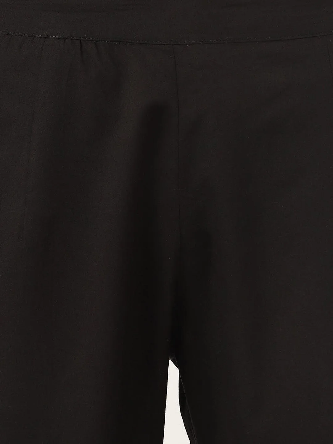 Jashvi Black Solid Anarkali Kurta Pant set with Dupatta