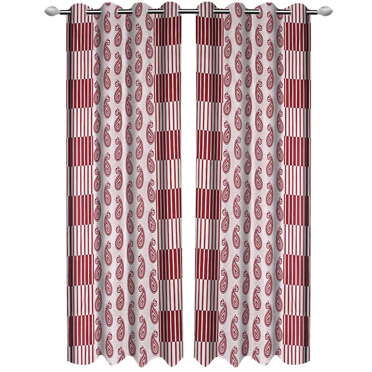 Kuber Industries Cairy Design 4 Pieces Polyester Eyelet Door Curtain 7 Feet (Maroon)-Ctktc14269