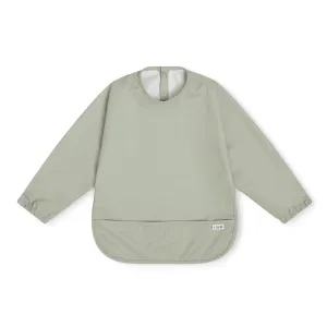 Lalo Smock Bib - Long Sleeve Baby Bib, Elastic Cuffs for Comfort, Large Catch-All Pocket, Waterproof Recycled Polyester - Durable Baby Smock Bib for Mealtime & Playtime - Ages 6-24 Mo. - Sage