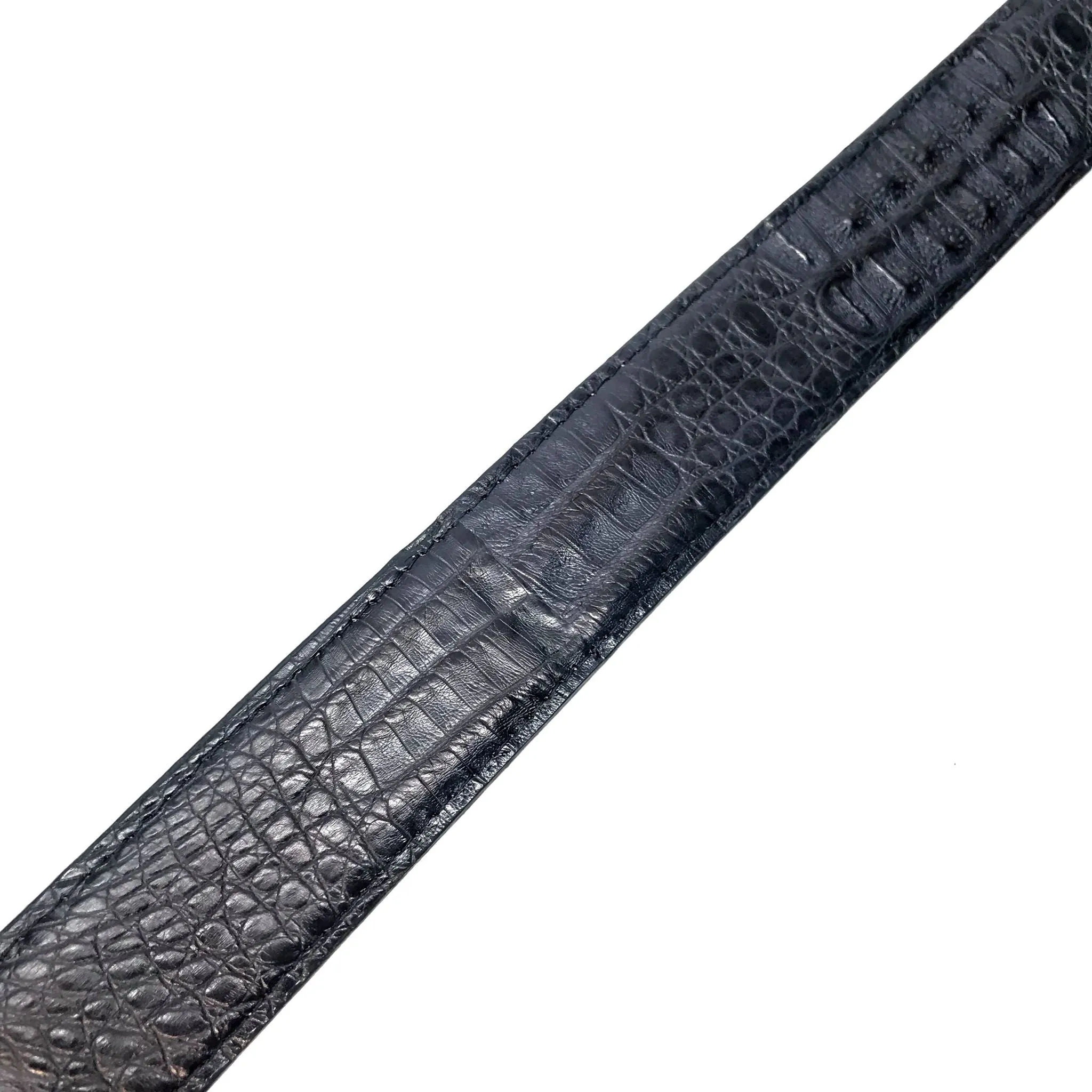 Los Altos Navy Hornback Crocodile Belt