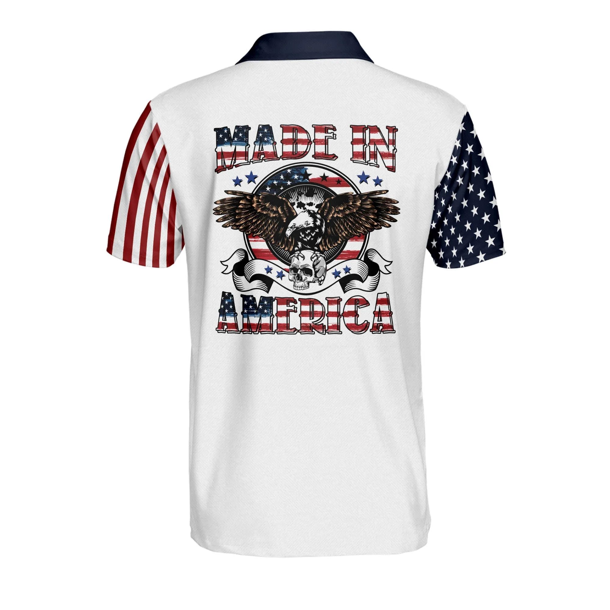 Made In American Eagle Polo Shirt, 3D Printed Independence Day Shirt, Skull Shirt