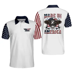 Made In American Eagle Polo Shirt, 3D Printed Independence Day Shirt, Skull Shirt