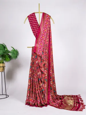 Maroon Color Digital Printed Pure Gaji Silk Saree