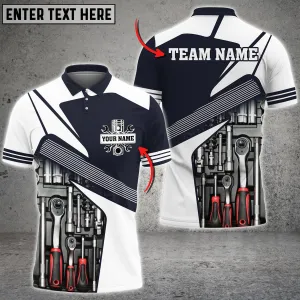 Mechanic Tool Custom Text Multi Color Printed 3D Polo Shirt, Mechanic Men Shirt