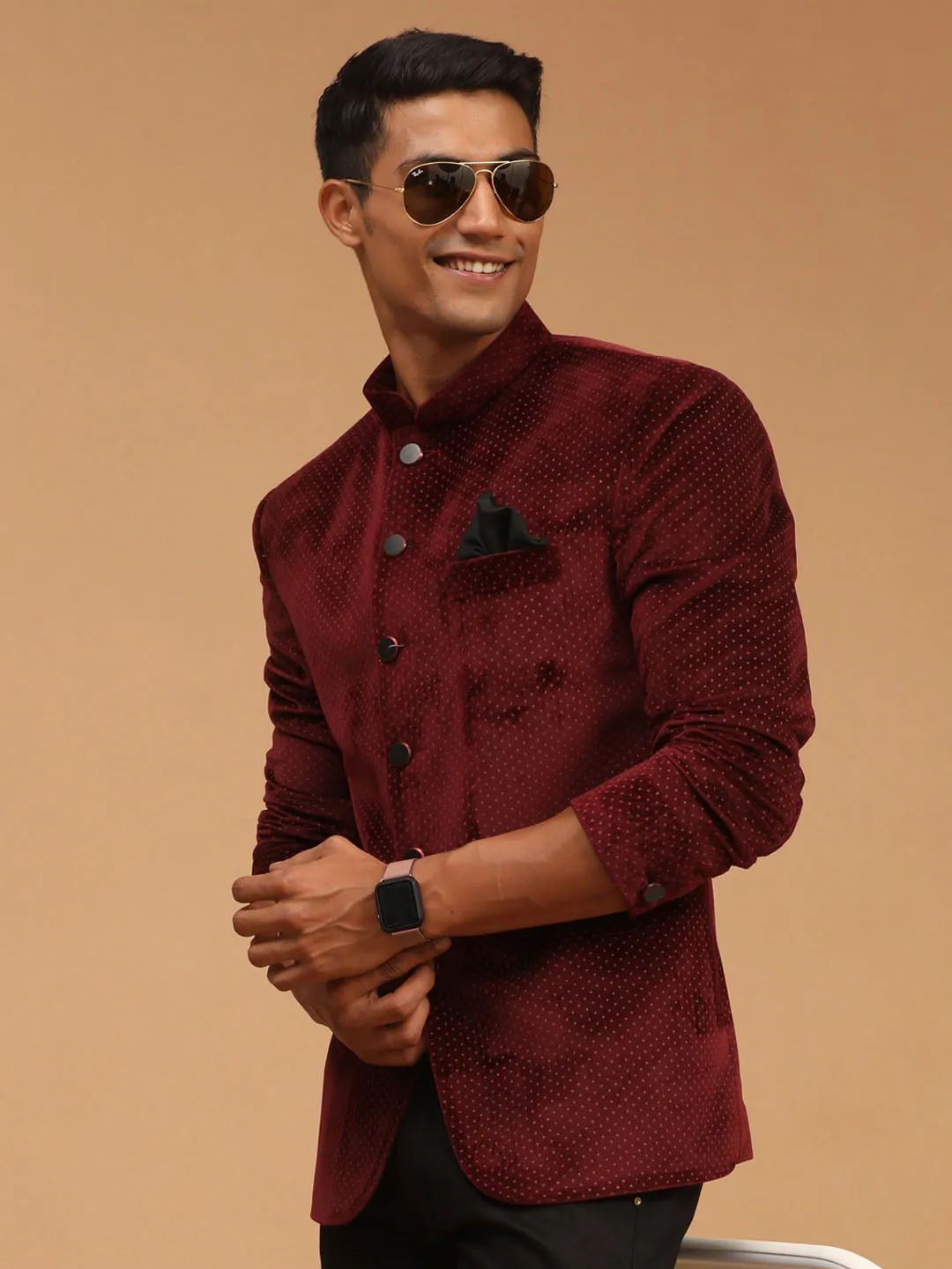 Men's Maroon Velvet Jodhpuri - Shrestha By Vastramay