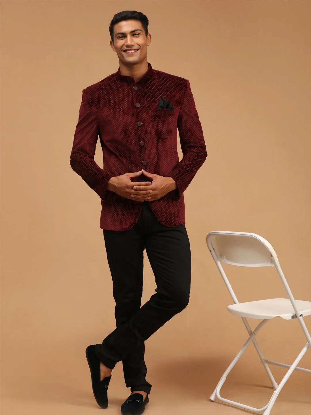Men's Maroon Velvet Jodhpuri - Shrestha By Vastramay