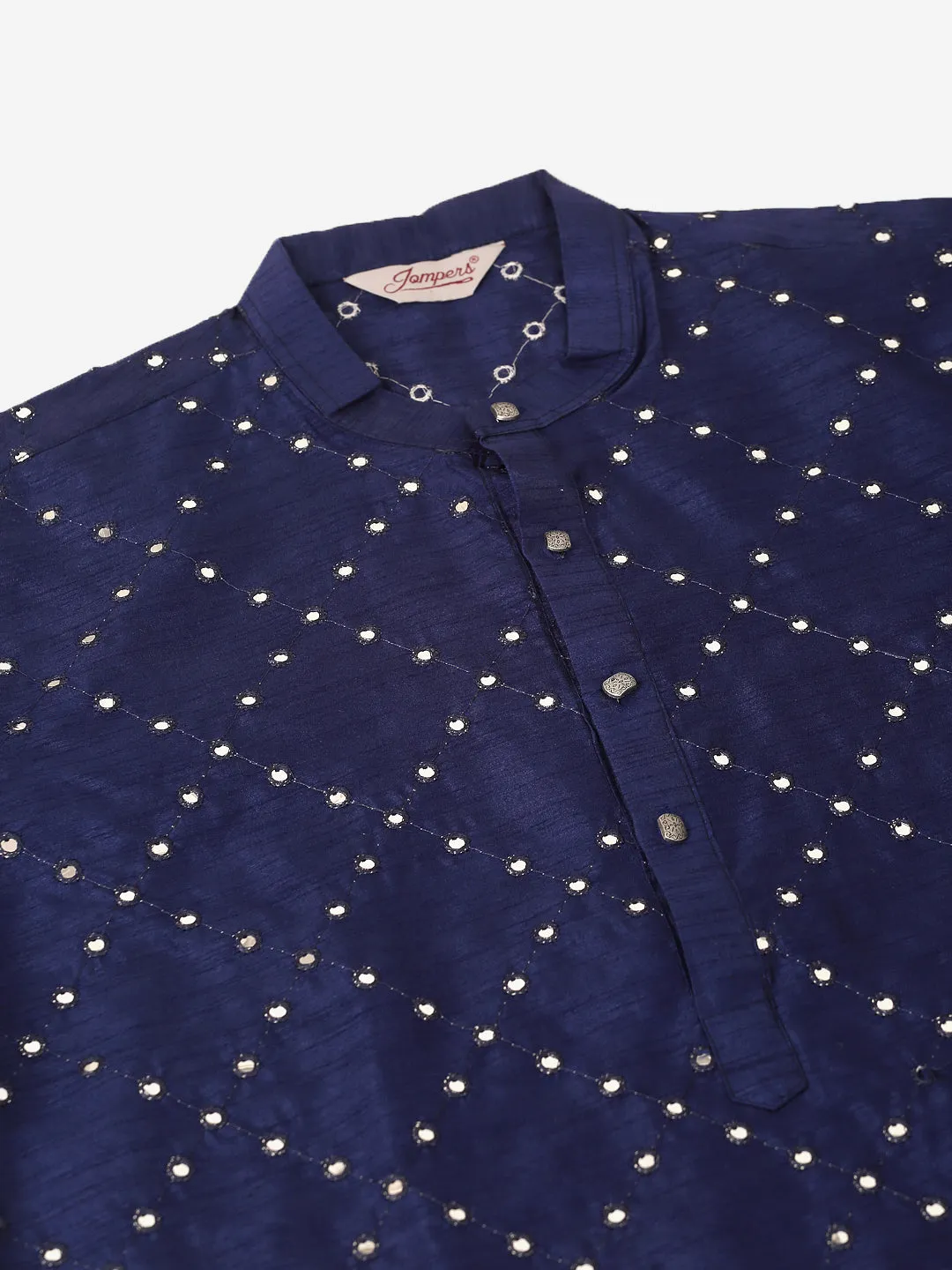 Men's Navy Blue Mirror Work Kurta Only ( Ko 659 Navy ) - Virat Fashions USA