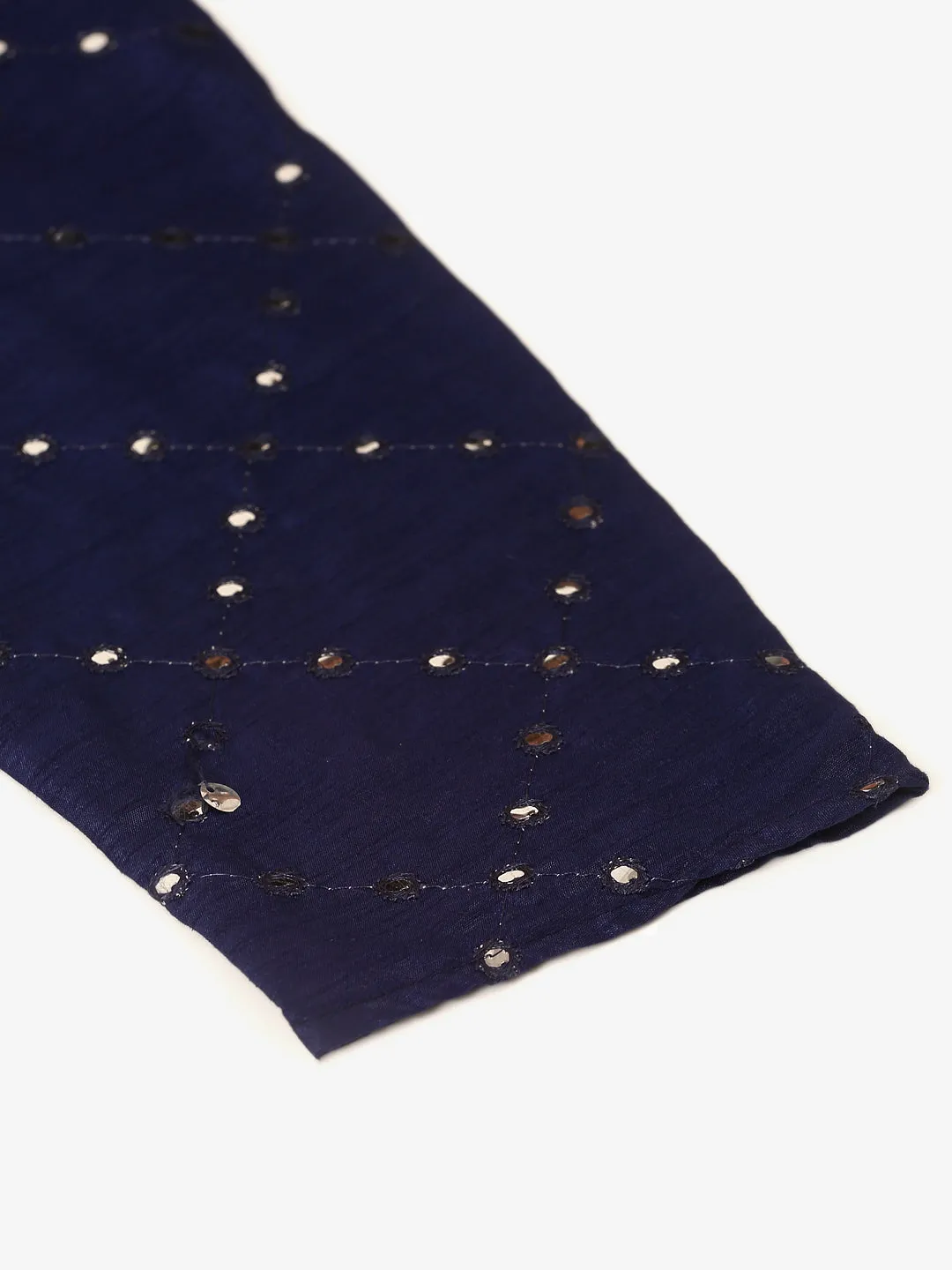 Men's Navy Blue Mirror Work Kurta Only ( Ko 659 Navy ) - Virat Fashions USA