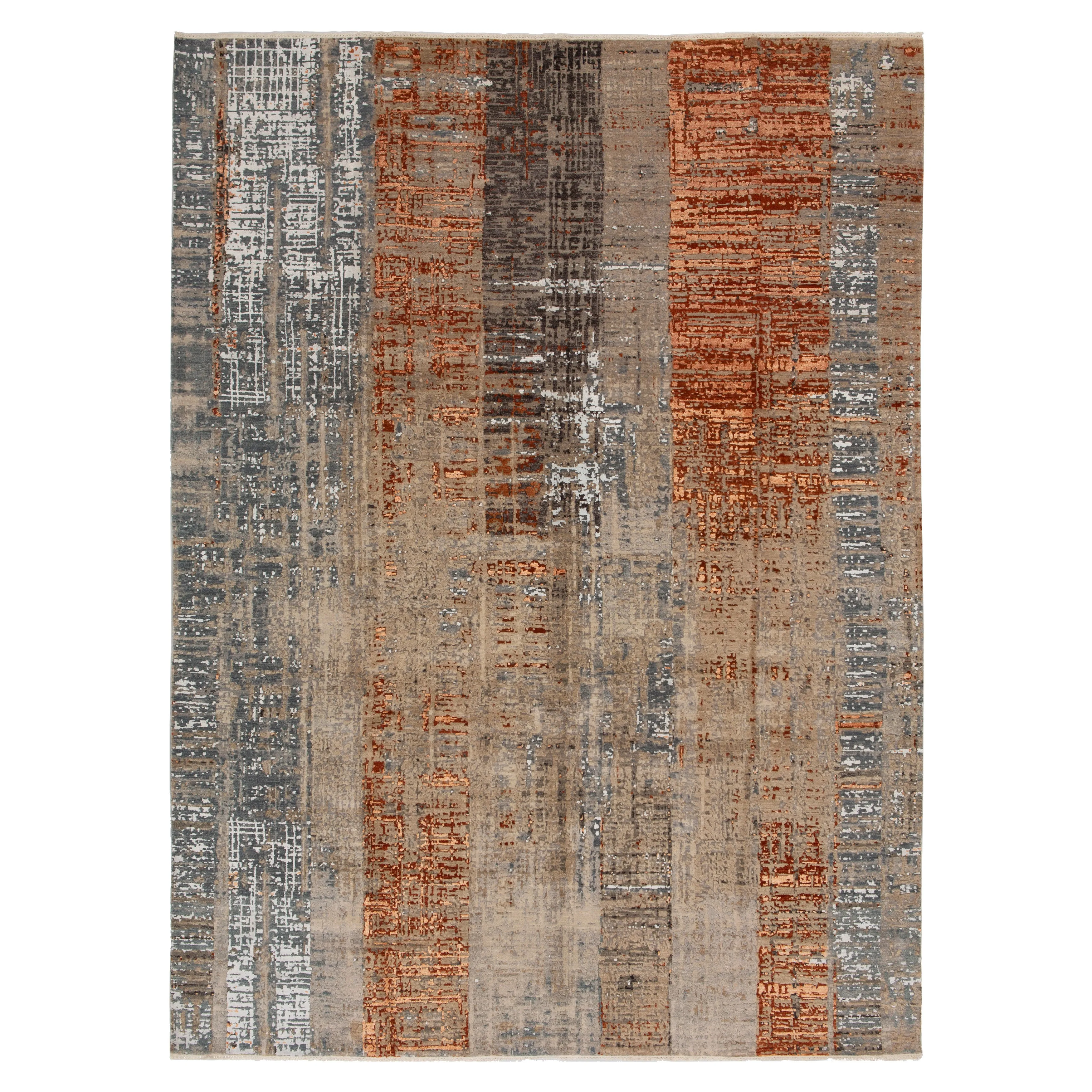 Multicolored Modern Wool Blend Rug - 9'1" x 12'1"
