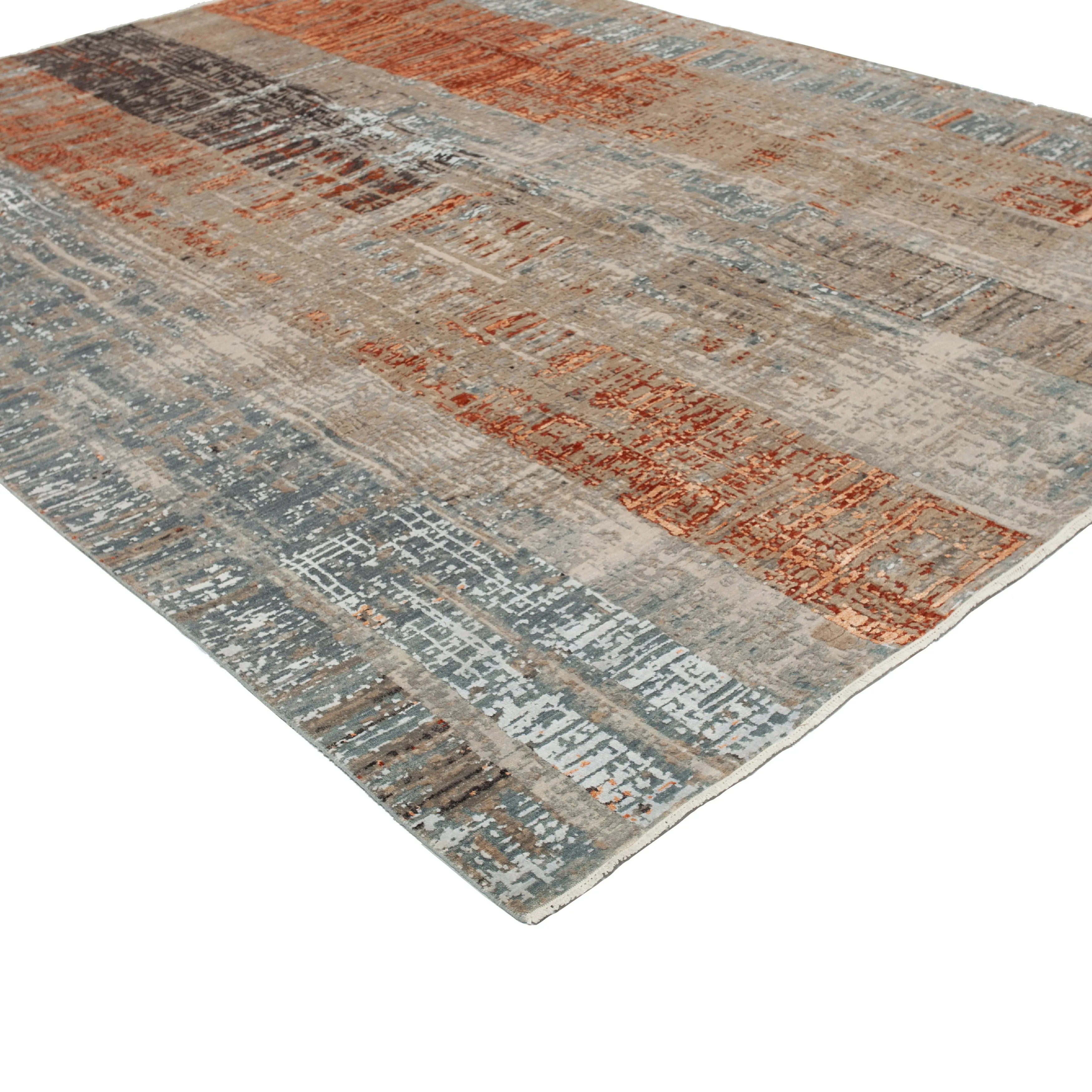 Multicolored Modern Wool Blend Rug - 9'1" x 12'1"